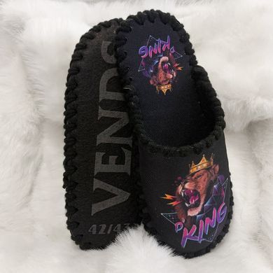 Men's textile slippers 0528B, Textile, 40/41, Close, Textile, Lions