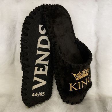 велюровые открытые черные тапочки King