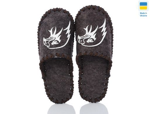Men's felt slippers 365 brown, Economy, 40/41, Close, Felt, Birds