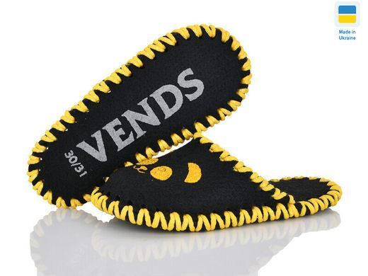 Children's felt slippers 038 black, Economy, 30/31, Close, Felt, Panda