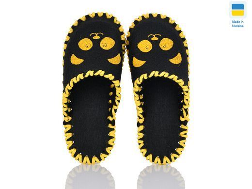 Children's felt slippers 038 black, Economy, 30/31, Close, Felt, Panda