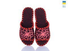Women's felt slippers 285 bordo, Economy, 36/37, Open, Felt, Flowers