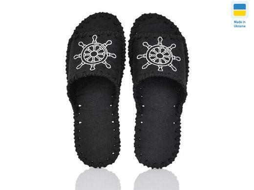 Men's felt slippers 355 black, Economy, 40/41, Open, Felt, Sea