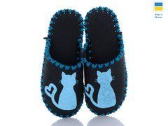 Women's felt slippers 276 black, Economy, 36/37, Close, Felt, Cats