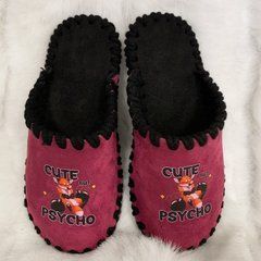 велюрові бордові капці з лисицею Cute but psycho