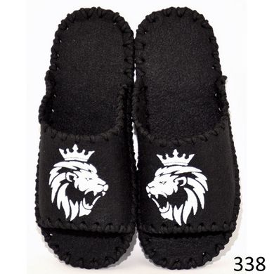 Men's felt slippers 338 black, 40/41, Economy, VENDS, Male, Felt, Spring/Summer, Open, Lions