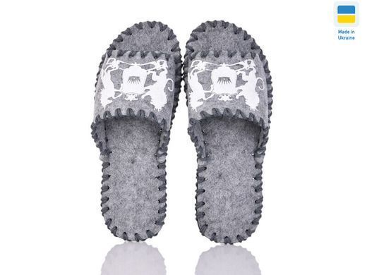 Men's felt slippers 321 gray, Economy, 40/41, Open, Felt