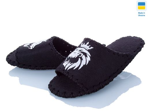 Men's felt slippers 338 black, 40/41, Economy, VENDS, Male, Felt, Spring/Summer, Open, Lions