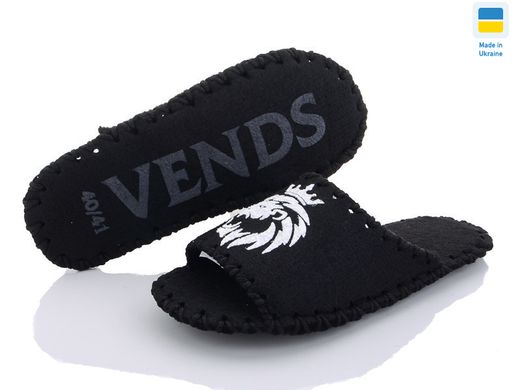 Men's felt slippers 338 black, 40/41, Economy, VENDS, Male, Felt, Spring/Summer, Open, Lions