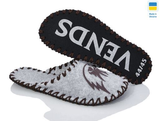 Men's felt slippers 382 gray, Economy, 40/41, Close, Felt, Birds