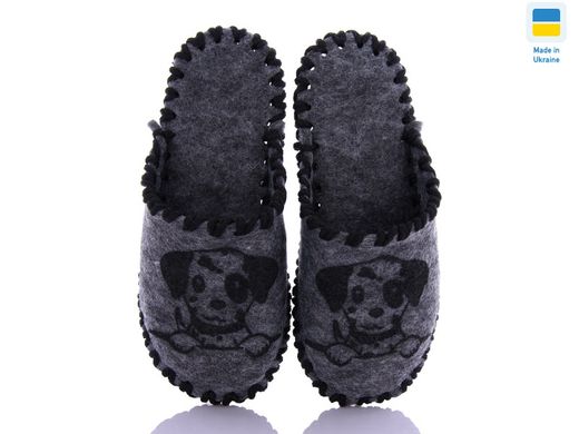 Children's felt slippers 017 gray, 30/31, Economy, VENDS, For boy, Felt, Demi, Close, Dogs