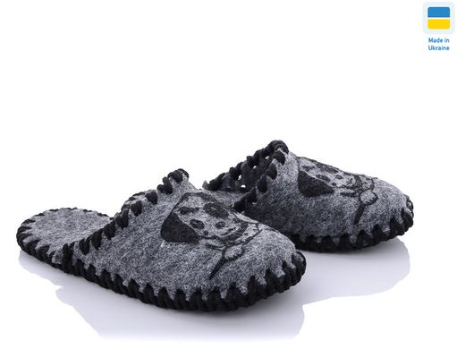 Children's felt slippers 017 gray, 30/31, Economy, VENDS, For boy, Felt, Demi, Close, Dogs