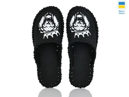 Men's felt slippers 328 black, Economy, 40/41, Close, Felt, Lions