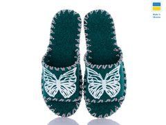 Women's felt slippers 259 green, Economy, 36/37, Open, Felt, Butterflies