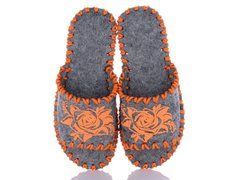 Women's felt slippers 231 gray, Economy, 36/37, Open, Felt, Flowers