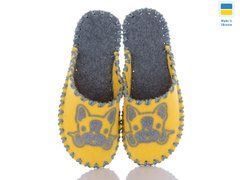 Women's felt slippers 253 yellow, Economy, 36/37, Close, Felt, Dogs