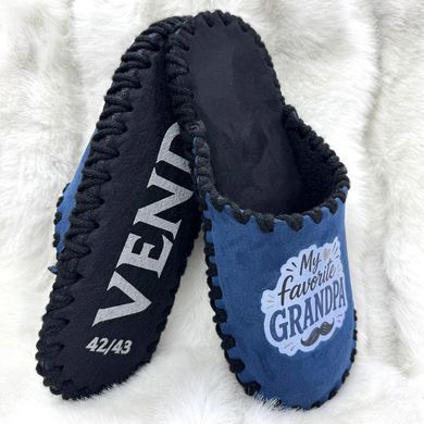 Men's velor slippers 21-379, Premium, 40/41, Close, Velours, For grandpa