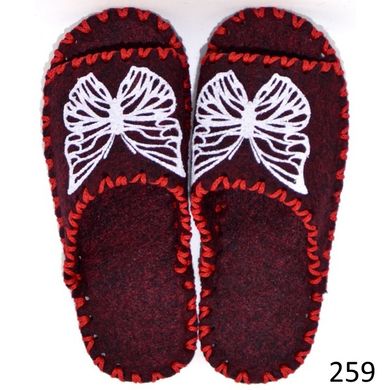 Women's felt slippers 259 bordo, 36/37, Economy, VENDS, Female, Felt, Spring/Summer, Open, Butterflies