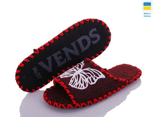 Women's felt slippers 259 bordo, 36/37, Economy, VENDS, Female, Felt, Spring/Summer, Open, Butterflies