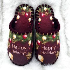 велюровые праздничные тапочки Happy Holydays