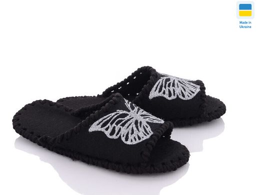 Women's felt slippers 259 black, 36/37, Economy, VENDS, Female, Felt, Spring/Summer, Open, Butterflies