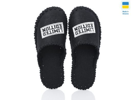 Men's felt slippers 385 black, Economy, 42/43, Close, Felt