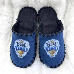 велюрові сині паркетні капці Best Dad