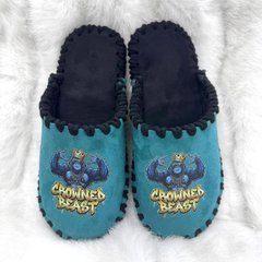 бірюзові велюрові капці Crowned Beast