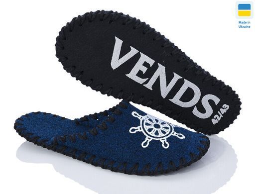 Men's felt slippers 329 blue, Economy, 40/41, Close, Felt, Sea