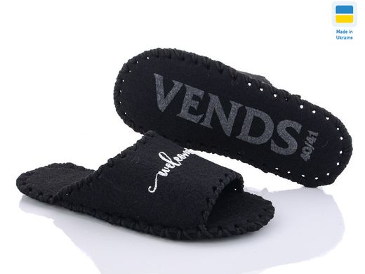 Men's felt slippers 333 black, 40/41, Economy, VENDS, Male, Felt, Spring/Summer, Open