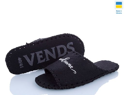 Men's felt slippers 333 black, 40/41, Economy, VENDS, Male, Felt, Spring/Summer, Open