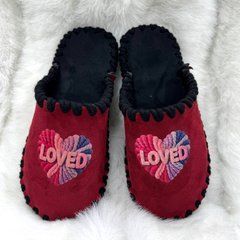 велюрові червоні капці з сердечком Loved