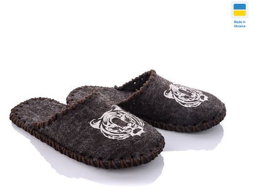 Men's felt slippers 362 brown, Economy, 40/41, Close, Felt, Tigers