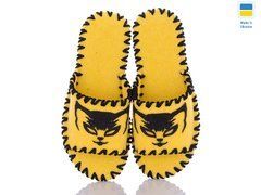 Women's felt slippers 262 yellow, Economy, 36/37, Open, Felt, Cats