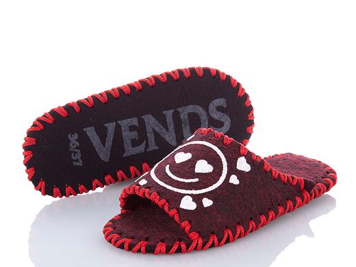 Women's felt slippers 263 bordo, 36/37, Economy, VENDS, Female, Felt, Spring/Summer, Open