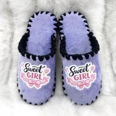 велюрові фіолетові капці з написом Sweet Girl