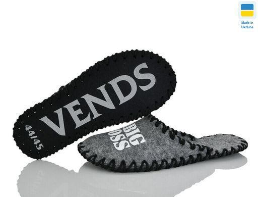 Men's felt slippers 364 gray, Economy, 42/43, Close, Felt, Boss