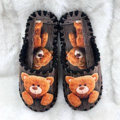 велюрові коричневі капці з ведмедиком