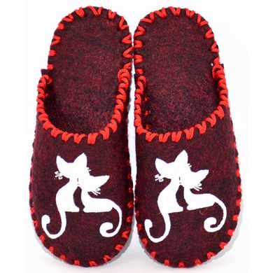 Women's felt slippers 217 burgundy, 36/37, Economy, VENDS, Female, Felt, Demi, Close, Cats