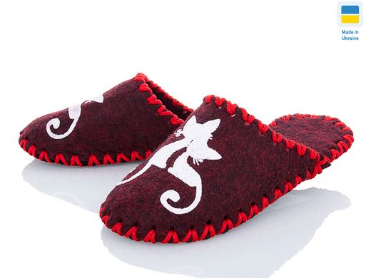 Women's felt slippers 217 burgundy, 36/37, Economy, VENDS, Female, Felt, Demi, Close, Cats