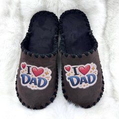 велюрові коричневі паркетні капці I love Dad