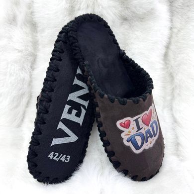 велюрові коричневі паркетні капці I love Dad