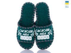 Women's felt slippers 152 green, Economy, 36/37, Open, Felt