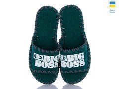 капці зелені відкриті з написом Big boss