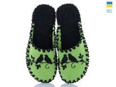 Women's felt slippers 295 light green, Economy, 36/37, Close, Felt, Birds