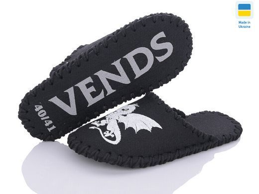 Men's felt slippers 347 black, Economy, 40/41, Close, Felt, Dragons