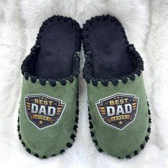 велюрові капці кольору хакі Best dad ever