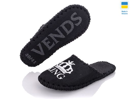 Men's felt slippers 311 black, 40/41, Economy, VENDS, Male, Felt, Demi, Close