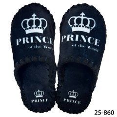 велюрові чорні капці з написом Prince