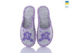 Women's felt slippers 299 gray, Economy, 36/37, Close, Felt, Flowers